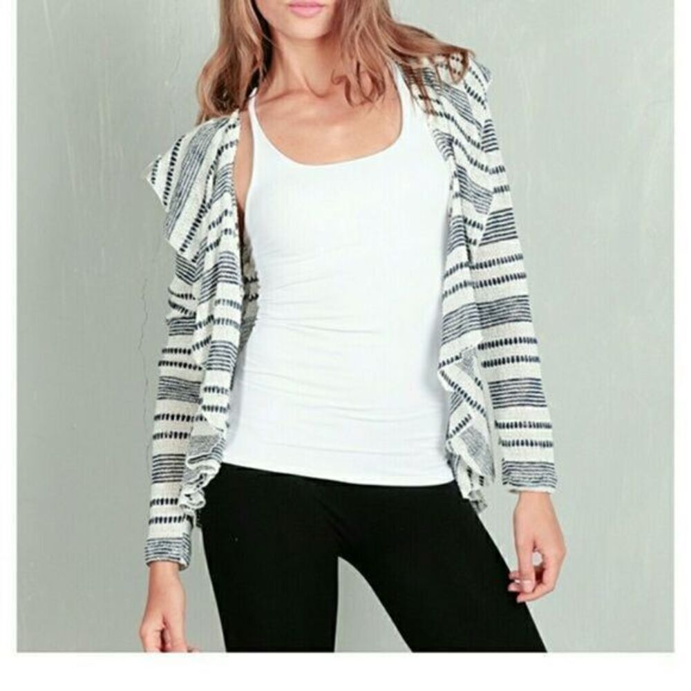 Navy and White Striped Cardigan